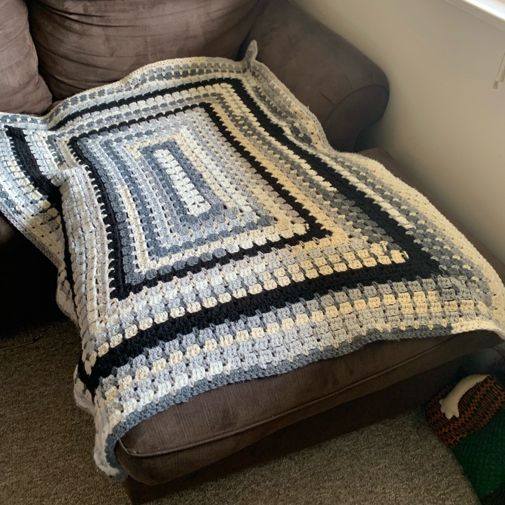 Crocheted small throw blanket